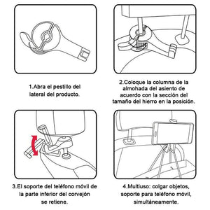 Gancho para coche con soporte para reposacabezas