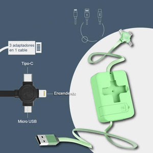 Rollo de cable de carga 3 en 1