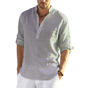 Camiseta casual de lino y algodón para hombre