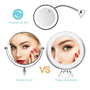Espejo de Aumento de Maquillaje con Luz LED