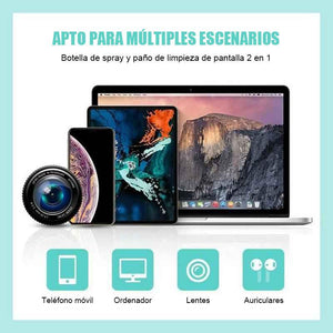 2 en 1 Botella de Spray de Limpieza de Pantalla y Paño
