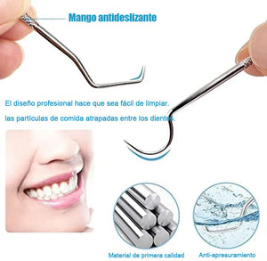 Juego de palillos de dientes de acero inoxidable, 7 piezas (compre 1, llévese 1 gratis)