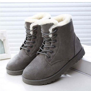 Botas de nieve de gamuza impermeables para mujer - tipo felpa cálida