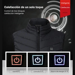 Chaqueta calefactada, invierno cálido, carga USB