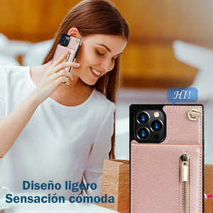 Soporte para teléfono con cremallera cruzada