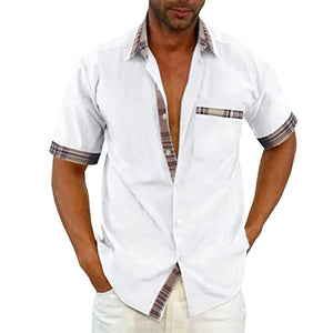 Camisa casual con cuello a cuadros para hombre