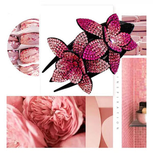 Pinza de pelo de doble flor de diamantes de imitación