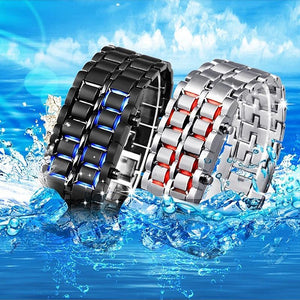 Reloj de pulsera digital de acero inoxidable con LED Lava para hombre