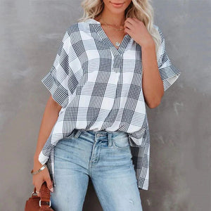 Camiseta de verano transpirable y cómoda con cuello de pico