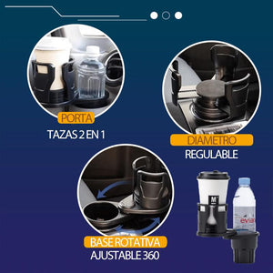 Portavasos y organizador multiusos para coche