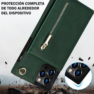 Soporte para teléfono con cremallera cruzada