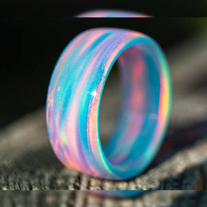Anillo de Ópalo Azul Nube -Aurora Boreal