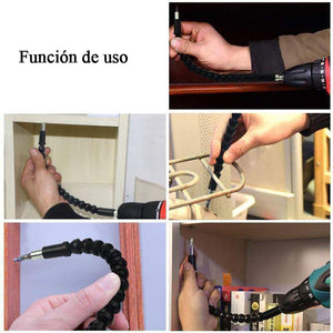 Prolongador de broca flexible con soporte para broca de tornillo