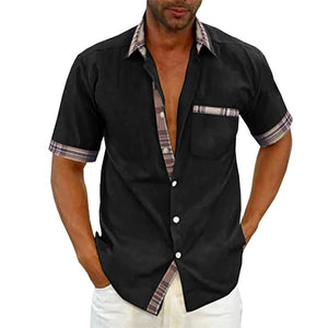 Camisa casual con cuello a cuadros para hombre