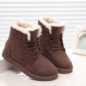 Botas de nieve de gamuza impermeables para mujer - tipo felpa cálida