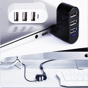 Mini concentrador USB rotable de 3 puertos