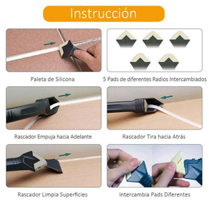 Eliminador de Silicona y Herramienta de Inyección de Silicona con Alisador de Lechada (3 Piezas)