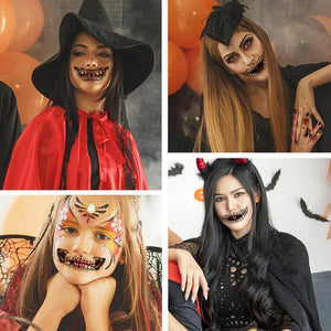 Tatuaje temporal de maquillaje de broma de Halloween（10 piezas）