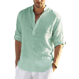 Camiseta casual de lino y algodón para hombre