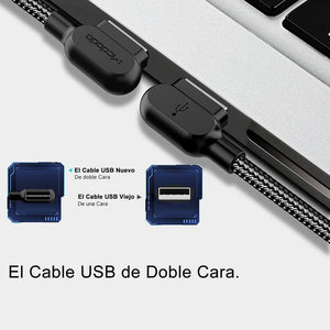 Cargador Rápido con Cable de Carga de 90 Grados para iOS y Android