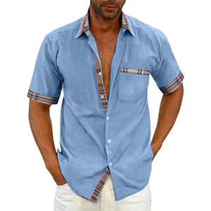 Camisa casual con cuello a cuadros para hombre