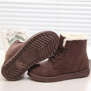 Botas de nieve de gamuza impermeables para mujer - tipo felpa cálida