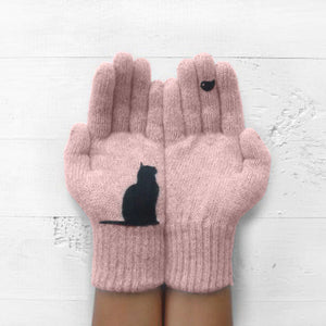Guantes de algodón con estampado de gatos