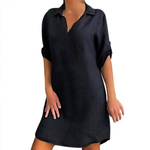 Vestido Camisero Nórdico de Manga Corta
