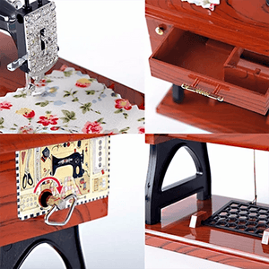 Mini Máquina de Coser de Madera, Caja de música