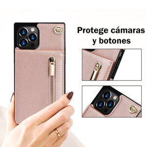 Soporte para teléfono con cremallera cruzada