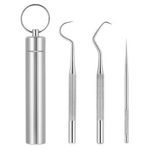Herramientas de limpieza de dientes de acero inoxidable con funda de soporte
