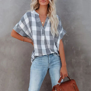 Camiseta de verano transpirable y cómoda con cuello de pico