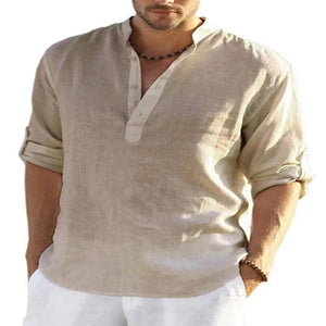 Camiseta casual de lino y algodón para hombre