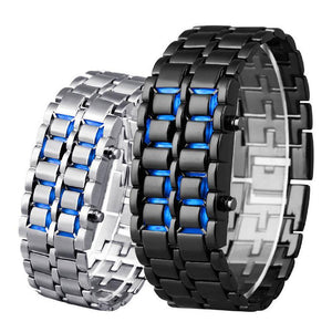 Reloj de pulsera digital de acero inoxidable con LED Lava para hombre
