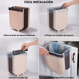 Contenedor de basura plegable creativo montado en la pared