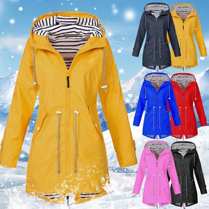 Chaqueta Impermeable con Capucha Plegable para Mujer