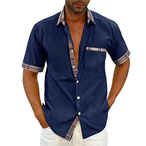 Camisa casual con cuello a cuadros para hombre