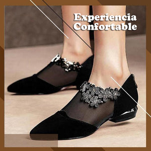 Sandalias de encaje negras para mujer