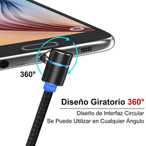 Cable de Carga Magnético Circular para Micro, Lightning y Type C 3 en 1