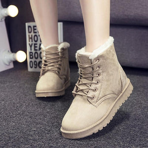 Botas de nieve de gamuza impermeables para mujer - tipo felpa cálida