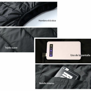 Chaqueta calefactada, invierno cálido, carga USB