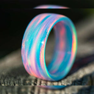Anillo de Ópalo Azul Nube -Aurora Boreal