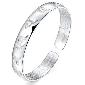 Om Ma Ni Pad Me Hum - Pulsera de Plata de Estilo Étnico