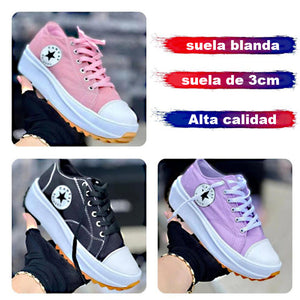 Nuevos zapatos de lona de suela gruesa para primavera y verano