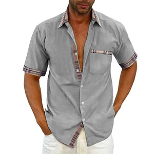 Camisa casual con cuello a cuadros para hombre