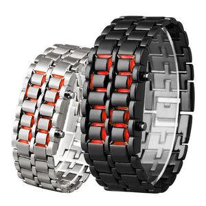 Reloj de pulsera digital de acero inoxidable con LED Lava para hombre