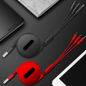 Cable USB Múltiple, Cable de Carga Retráctil 3 en 1, Micro Type C para iPhone y Android