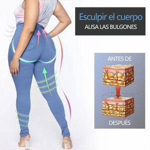 Pantalones Vaqueros Elásticos y Levantacola Adelgazantes de Talla  Más Grande