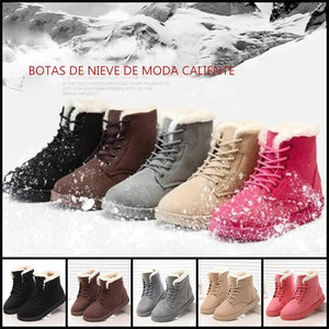 Botas de nieve de gamuza impermeables para mujer - tipo felpa cálida