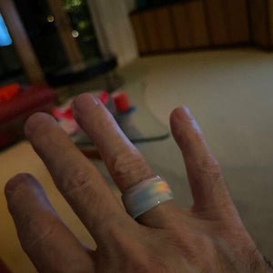 Anillo de Ópalo Azul Nube -Aurora Boreal